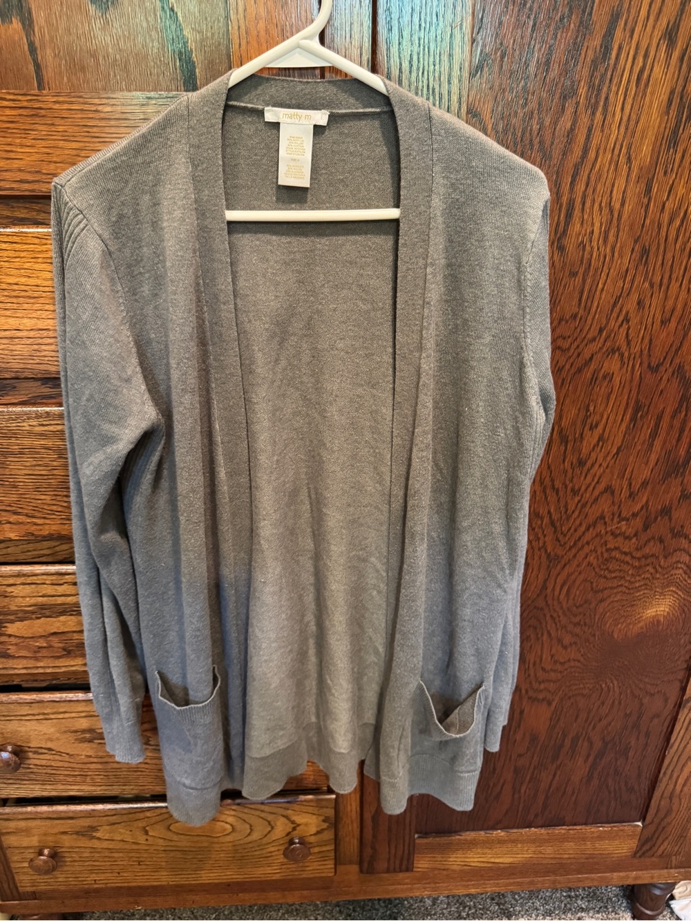 Matty M Green Open-Front Cardigan with Pockets